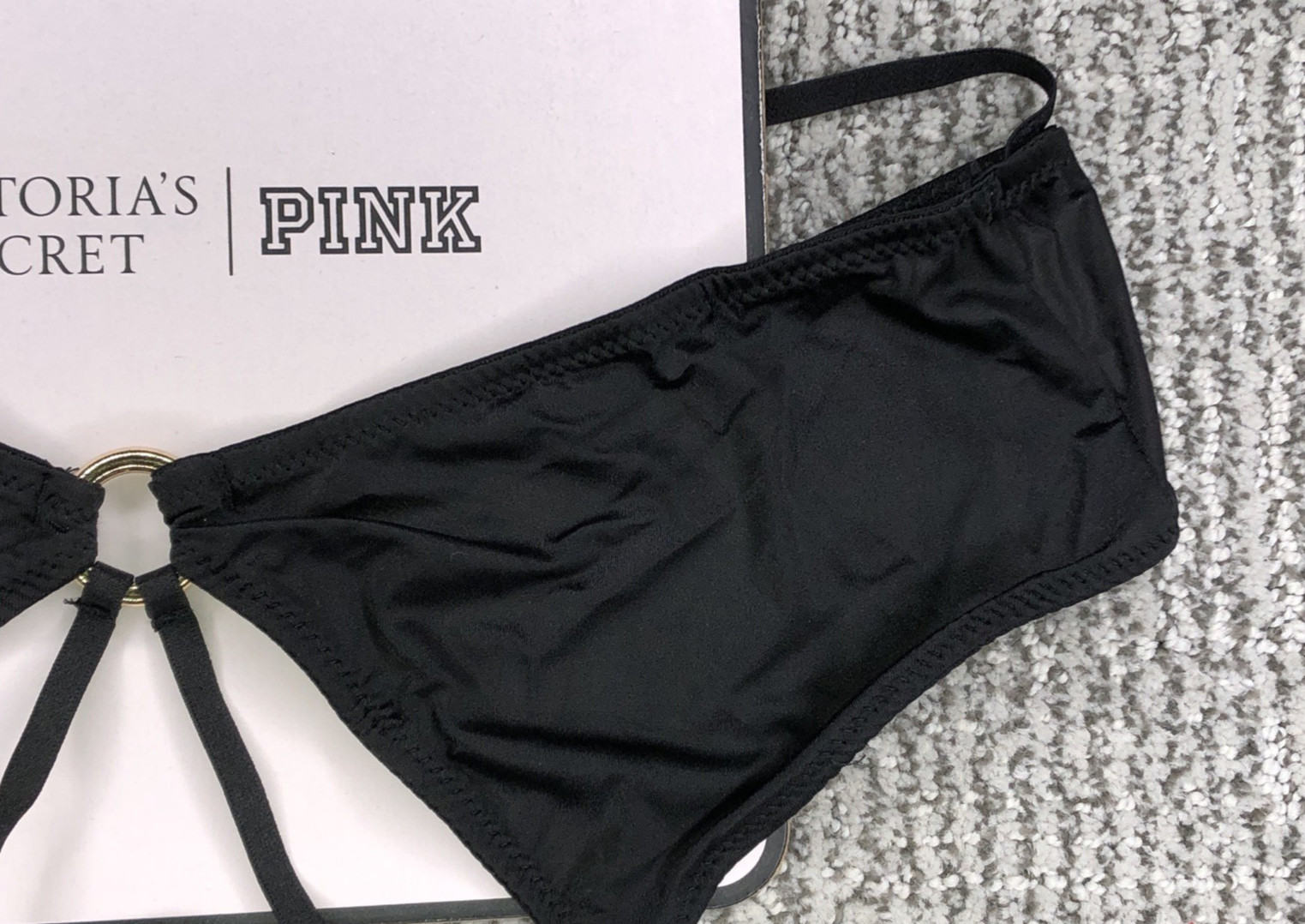 Victoria’s Secret NWT XXL Black Ring Hardware Open Back Strappy Cheeky Panty
