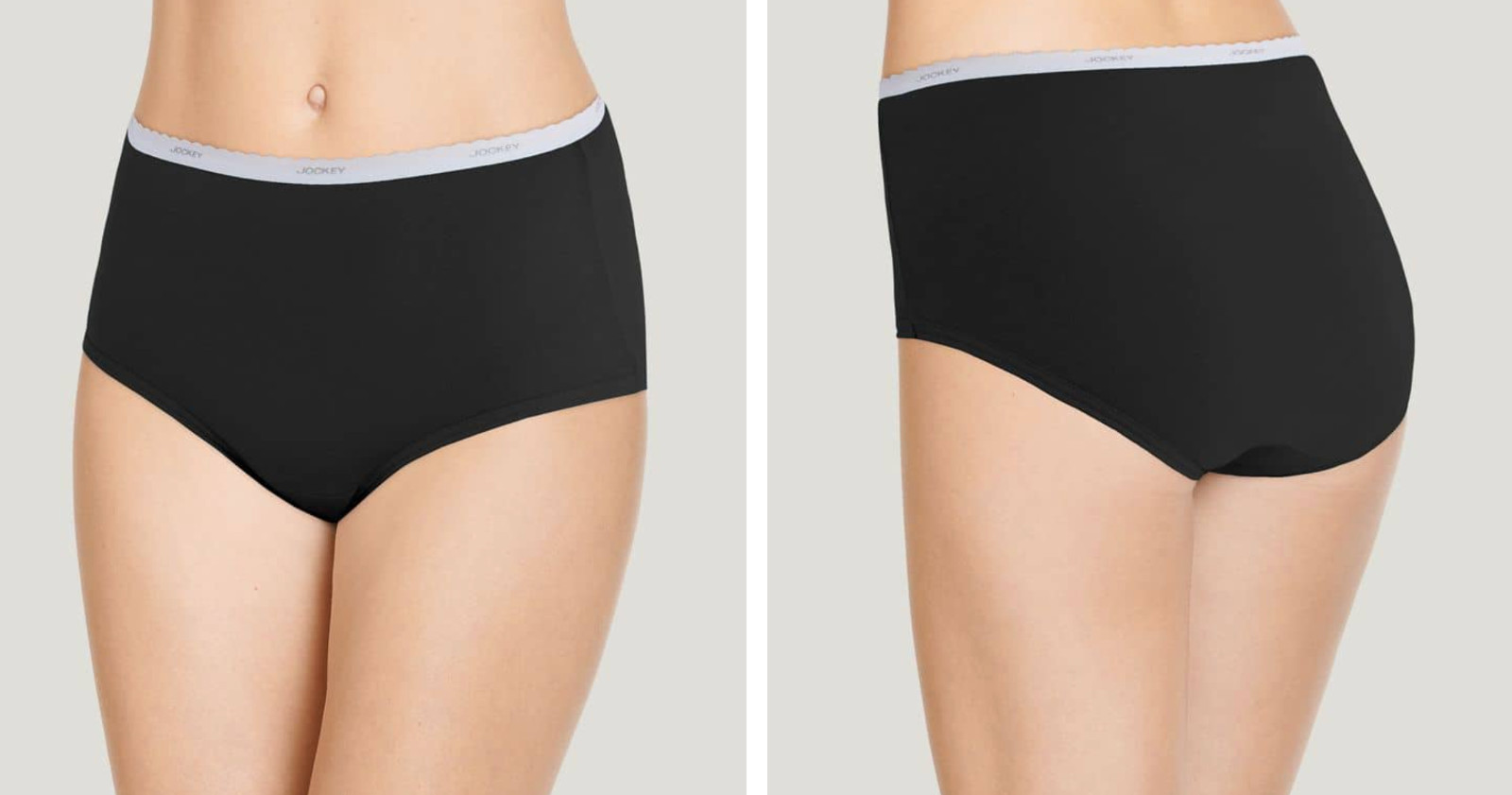 Women’s Jockey 6-Pack Brief Classic Comfort (Gray Stripe/Black) Cotton Underwear