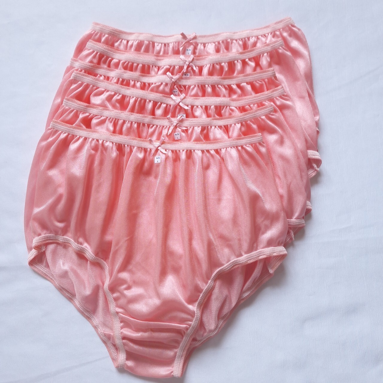 6pc Orange Nylon Panties Underwear Silky Soft Smooth Briefs High Waist 30″-36″ L