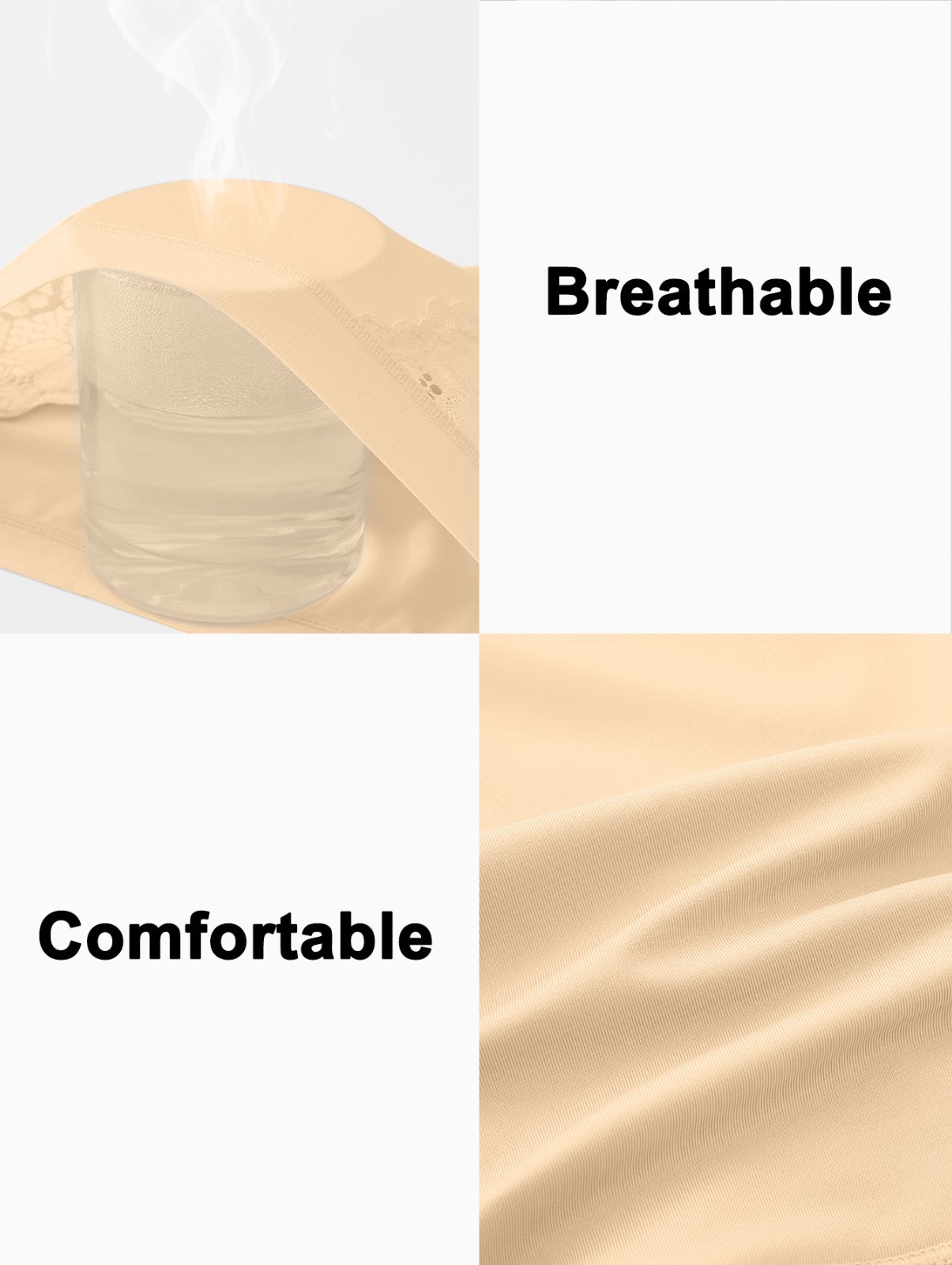 3 Pack High Waist Lace Thong Panties – Milk Silk Breathable Cotton Gusset S-2XL