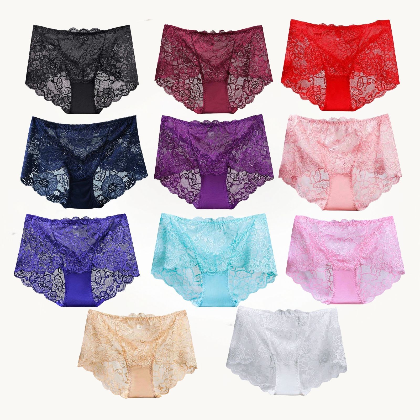 Women’s Lace Panties 5 or 11 Pack Soft Stretch No Show Boyshort Underwear S-3XL