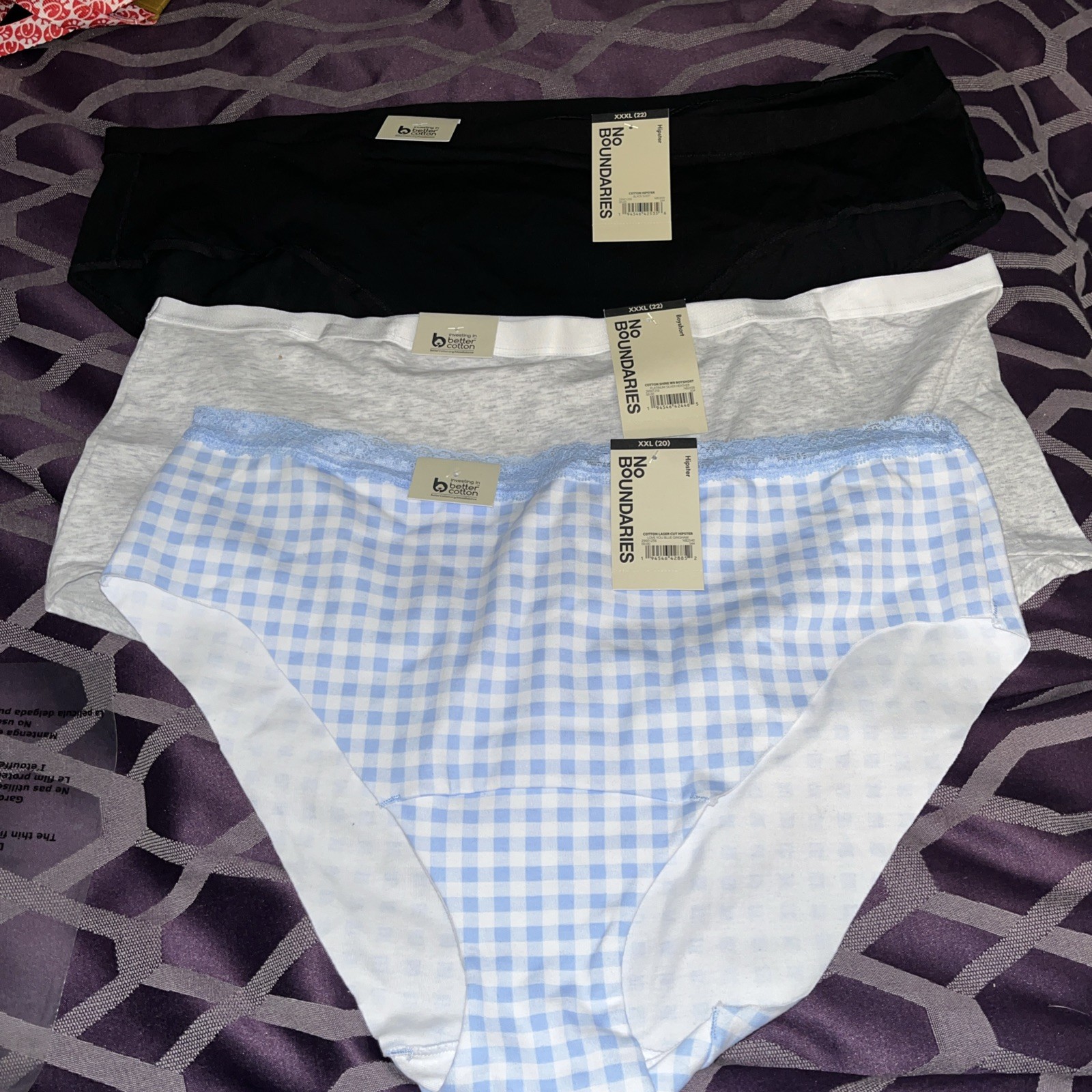 3 Pairs No Boundaries Hipsters Boysho Panties Size XXXL 22 sexy Nylon Spandex