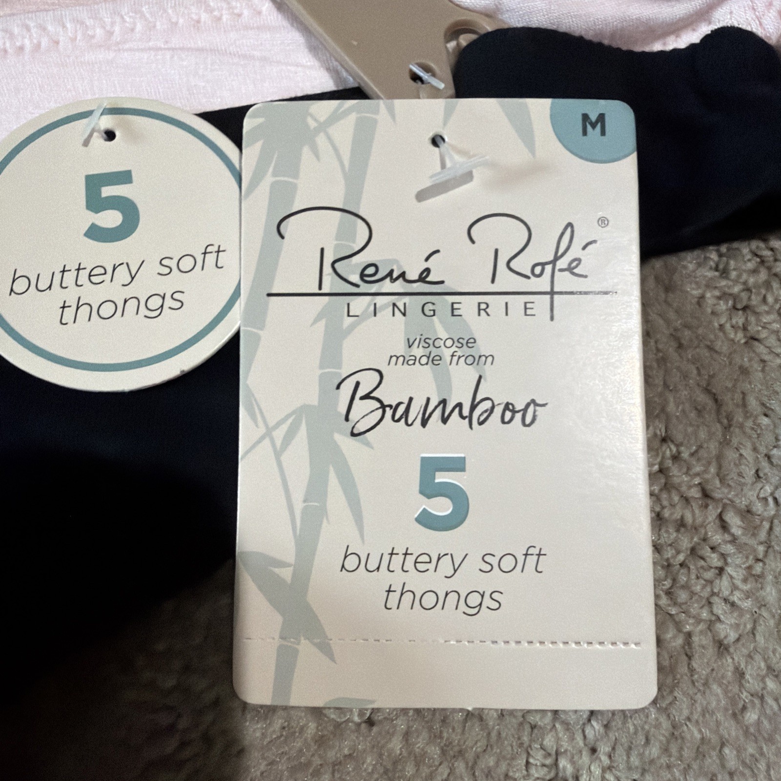 Rene Rofe 5pk Bamboo Buttery Soft Thongs/Panties/Underwear. Sz M. NWT!!