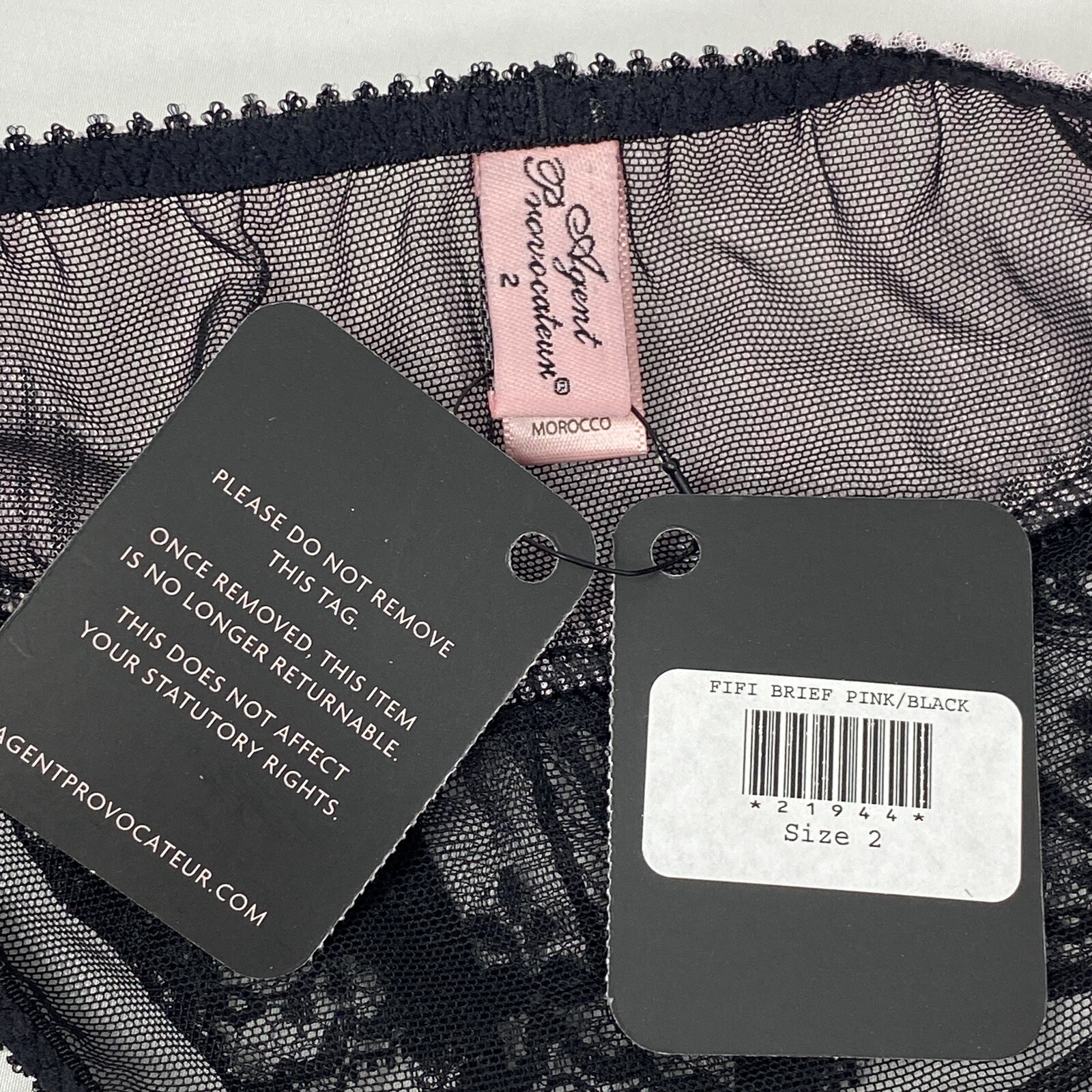 Agent Provocateur Fifi Black Pink Brief AP2 Small NWT