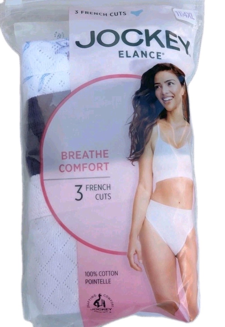 JOCKEY Elance Size 11 4XL 3 Pk French Cuts Soft 100% Cotton Pointelle Multi