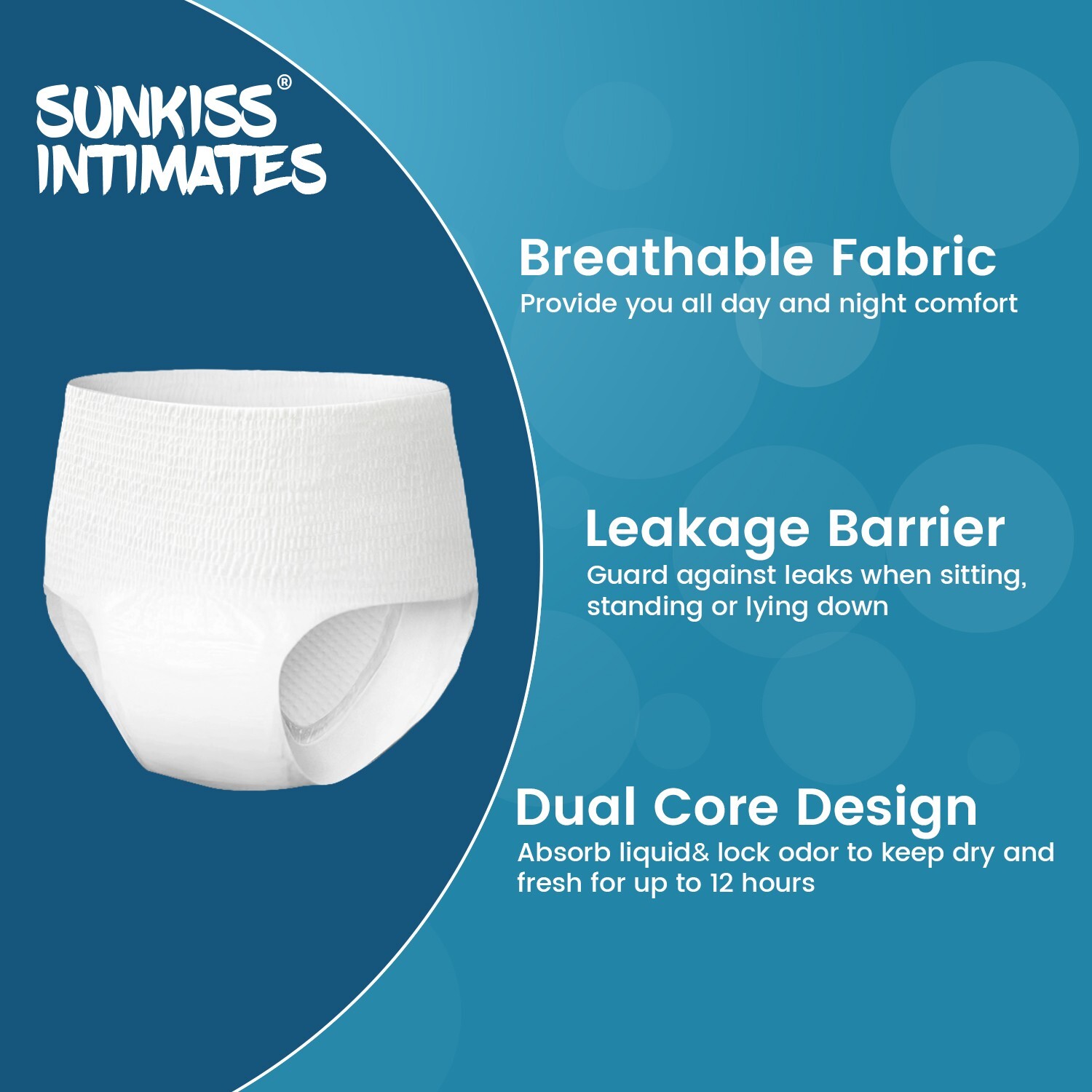 SUNKISS INTIMATES PeriodUnderwearWhite XL 100% leak & Odor Proof -4 Packs of 10