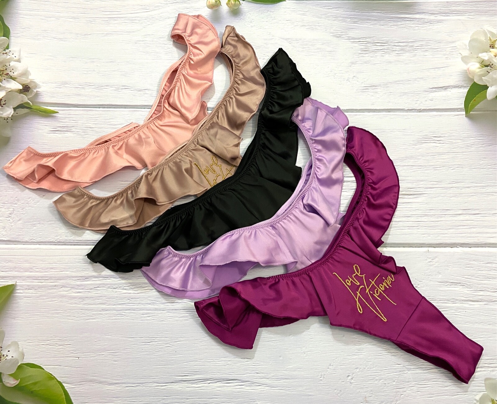 Victorias Secret Dream Angels French Cut Ruffled Rushed Satin Thong XS S M L XL