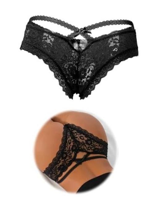 Women’s Sexy Lace Thong Plus Size Tanga Briefs 3X-Large-4X-Large 1pcs-black