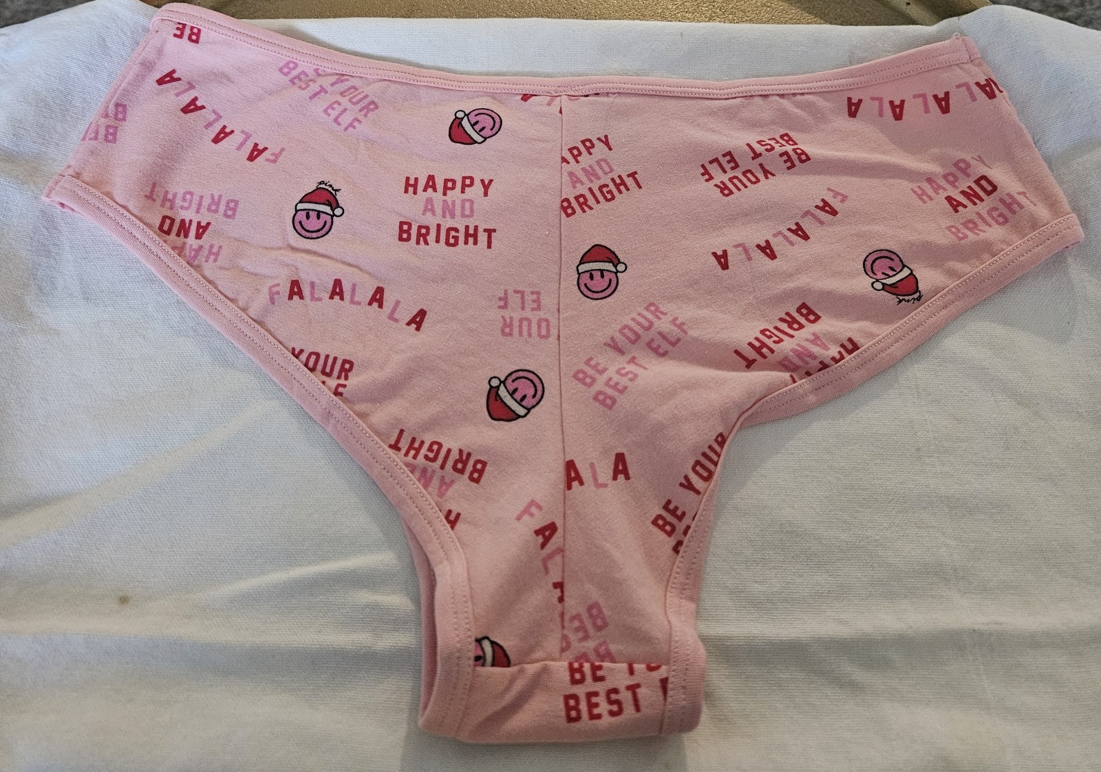 PINK Logo Boyshort Panties, Pink/Red Christmas Holiday Graphic Print, XL, 1 Pack