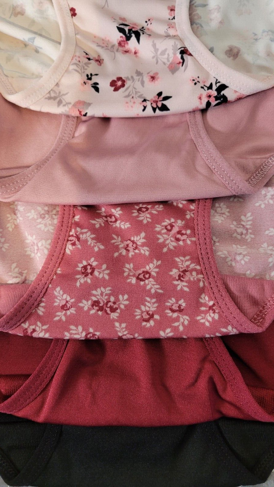 Laura Ashley 5 Microfiber Briefs Size 2X Solid, Floral w/ Lace Panel, Pink Black