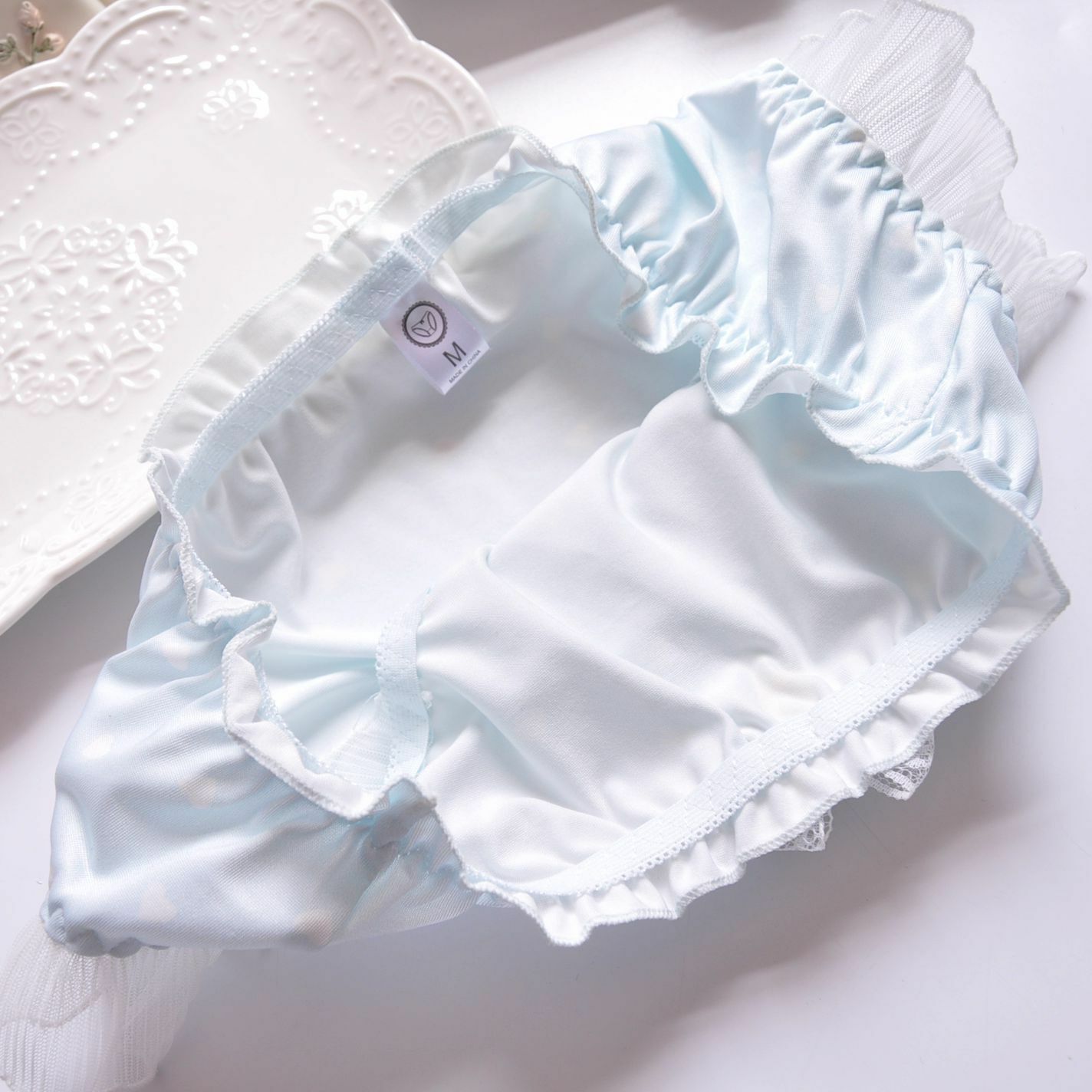 4pcs Womens Underwear Ruffle Knicker Cheeky Milk Silk Lolita Bikini Frilly Panty