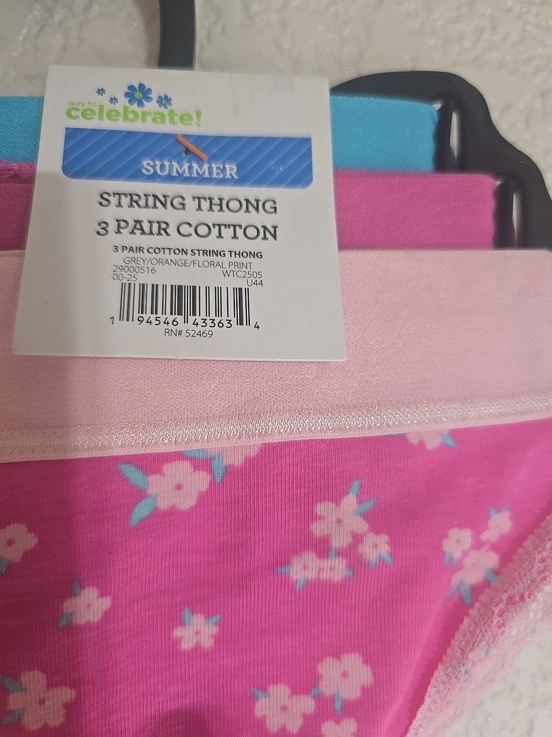 CELEBRATE! SUMMER STRING THONG 3-Pack COTTON Panties Sz. XL 16-18 NWT