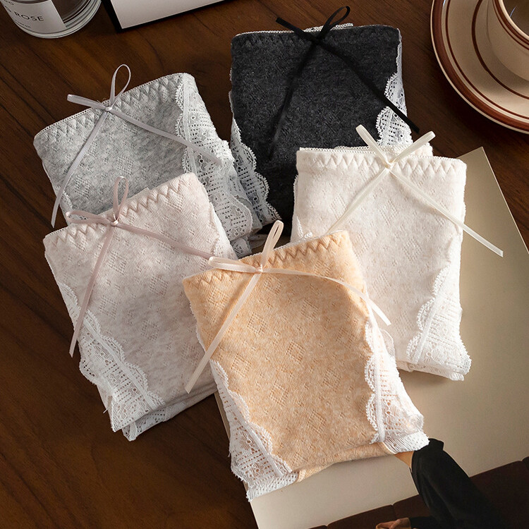 5 Pack Lot Sexy Womens Cotton Panties Brief Lace Trim Ladies Underwear Lingeries