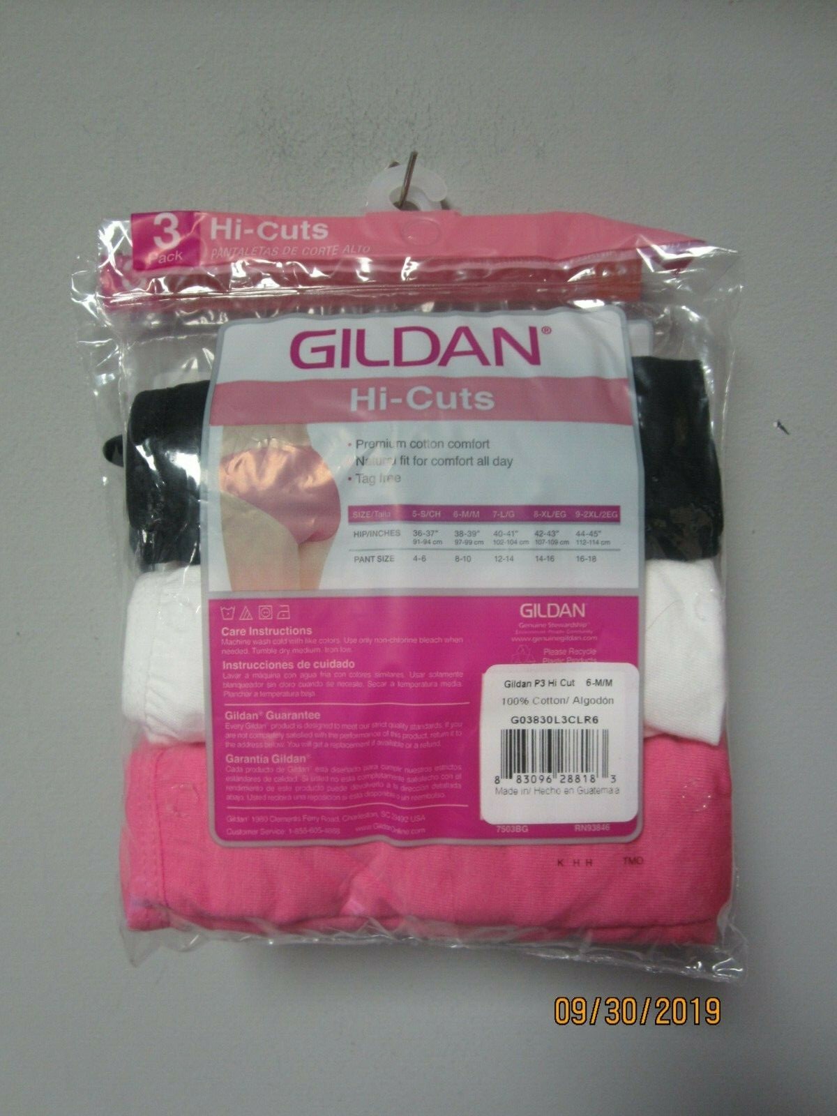 LOT OF 2pks Gildan Women’s 3-Pack Black/Pink/White Hi-Cuts Underwear Size 6/M