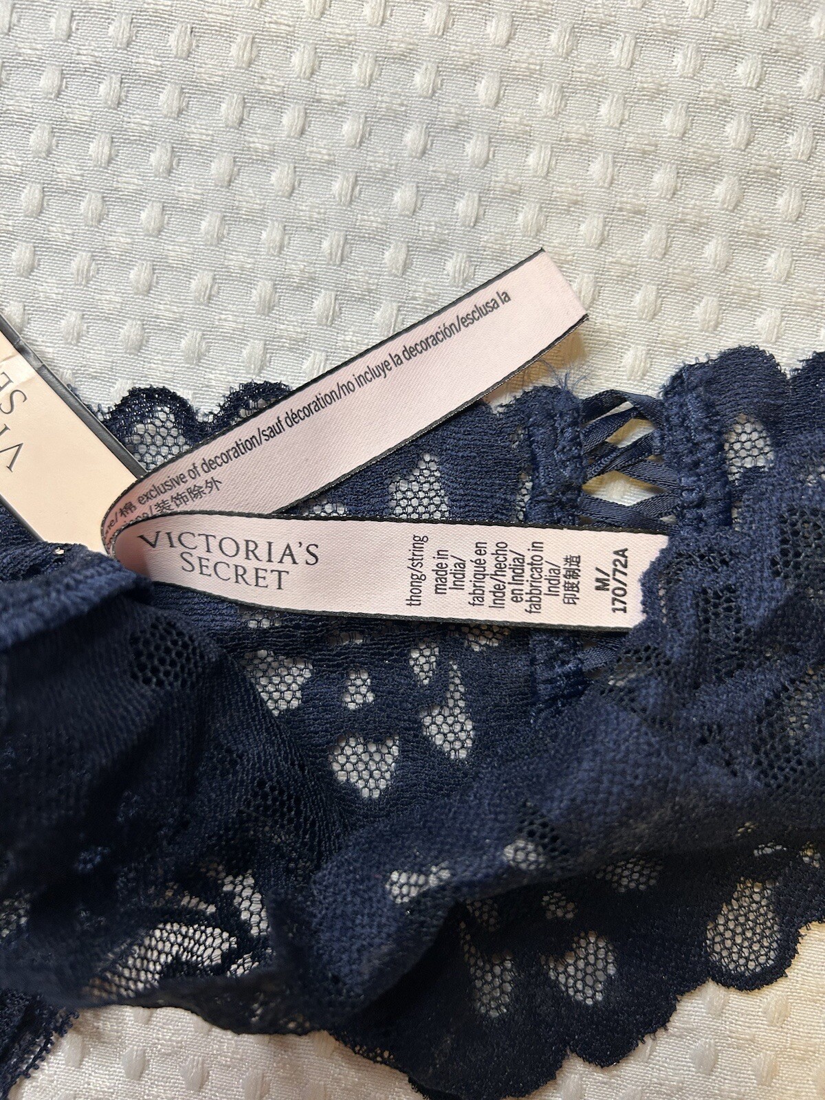 Victoria’s Secret – NEW – Navy Blue Lace Thong Panties – NWT – Size Medium M