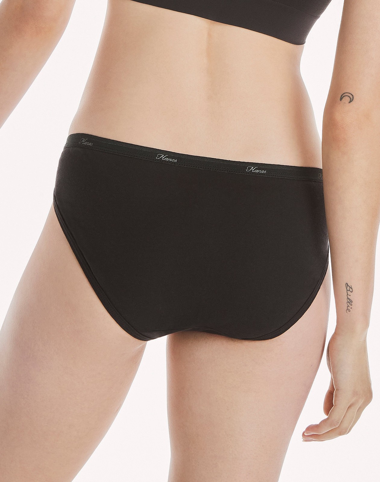 Hanes Women Bikinis 10-Pack Breathable Cotton All Black Underwear Panties 6 or 8