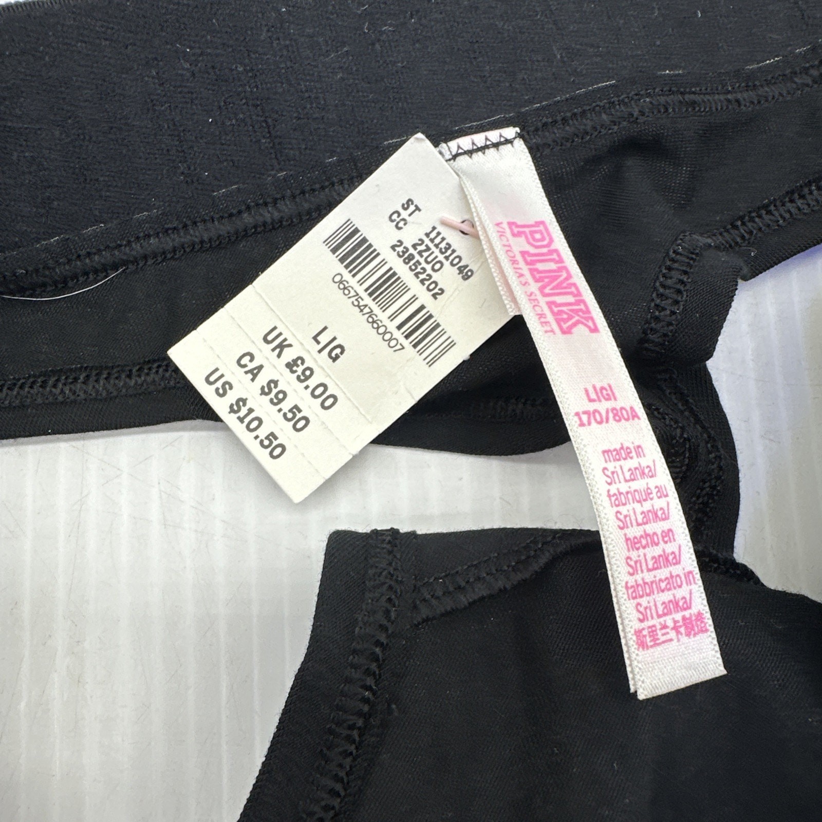 Victoria Secret PINK Panties Lot Of 3 Large Thong Pink, Lavender, Black {107}
