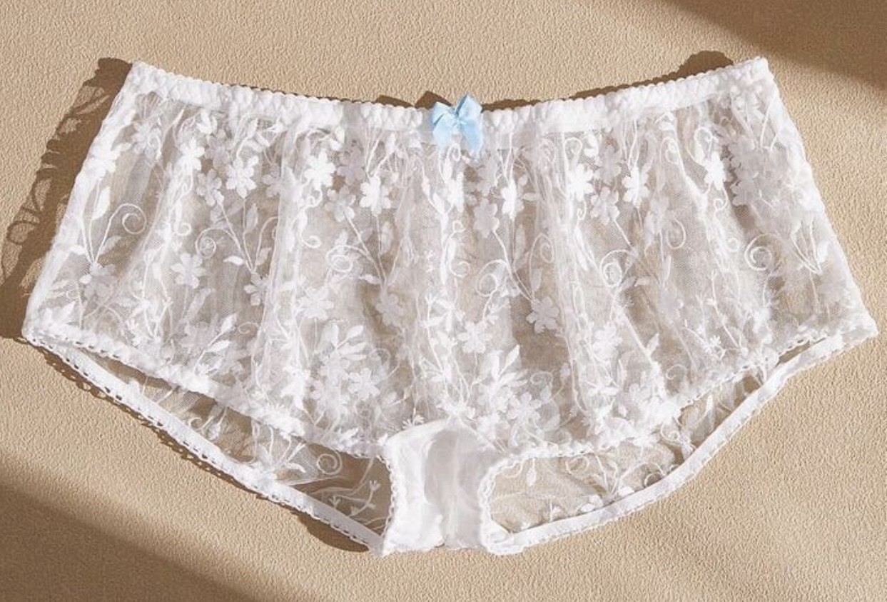 Bohemian Lace Sheer White Brief Panties Knickers XL NEW Sissy