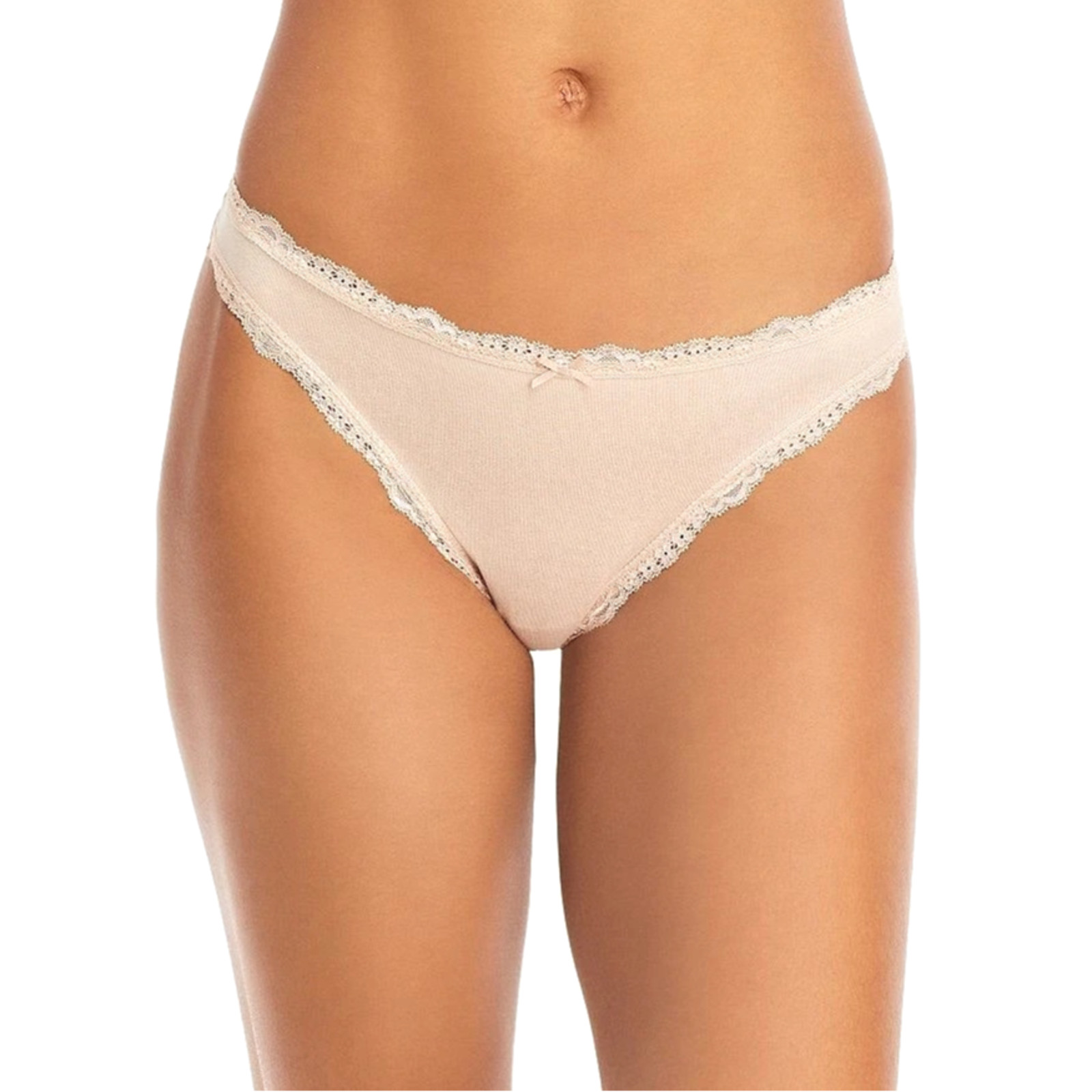 AQUA Intimates Women 6-pc Nude Beige Cotton Lace Trim Thong Panties Size M