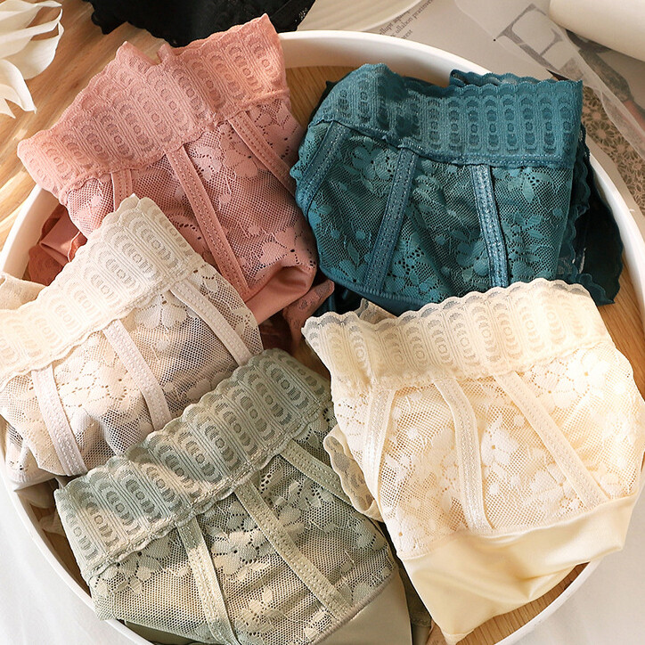 1/6 Pack Lot Womens Lace High Waist Panties Satin Underwear Lingeries Sleepwear