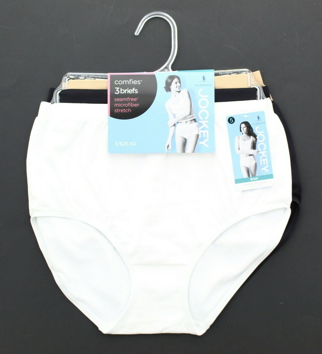 3 Pack Jockey Women’s Seamfree Microfiber Stretch Classic Fit Briefs Underwear