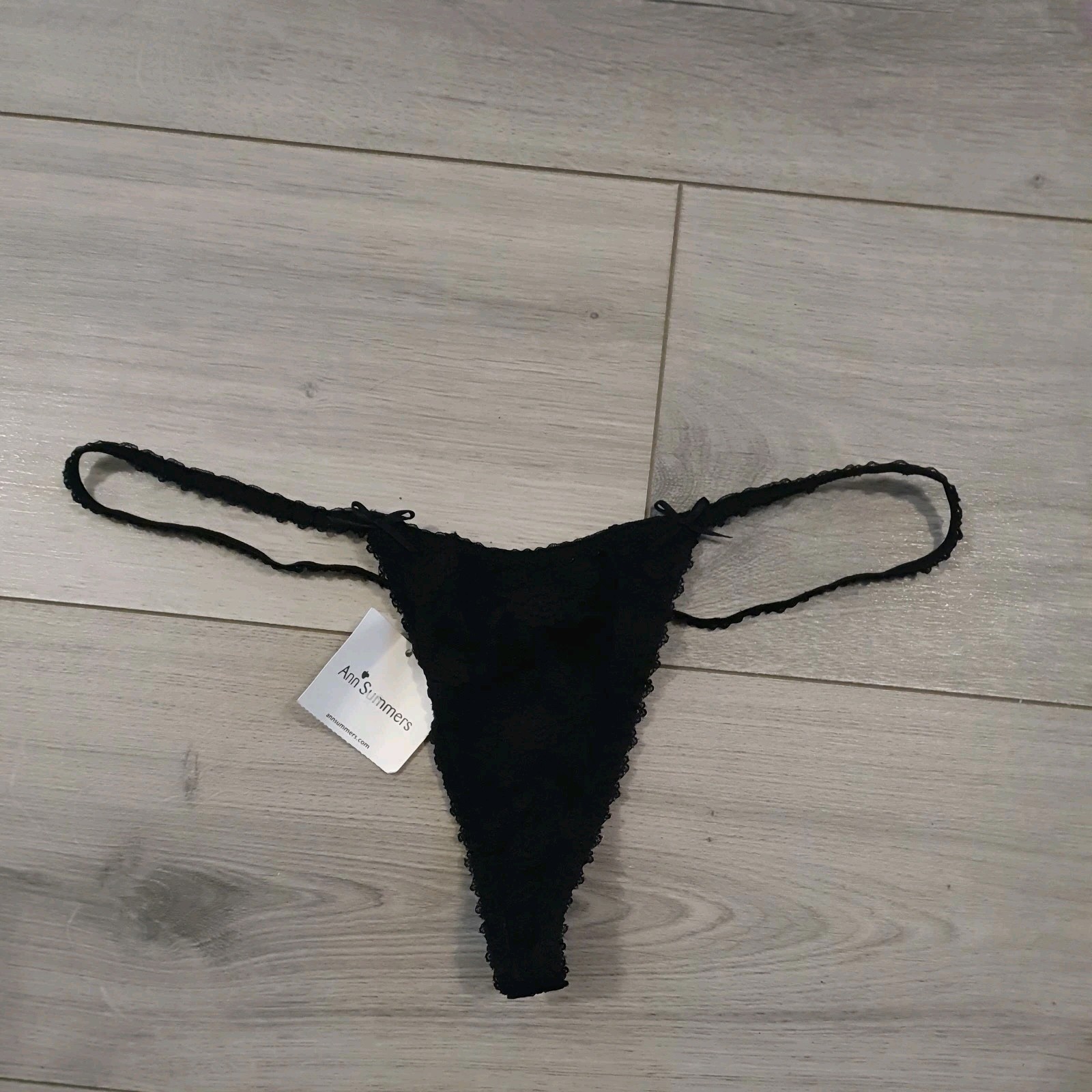 BNWT Vintage Ann Summers Black Lace Entice G String Thong Size Medium