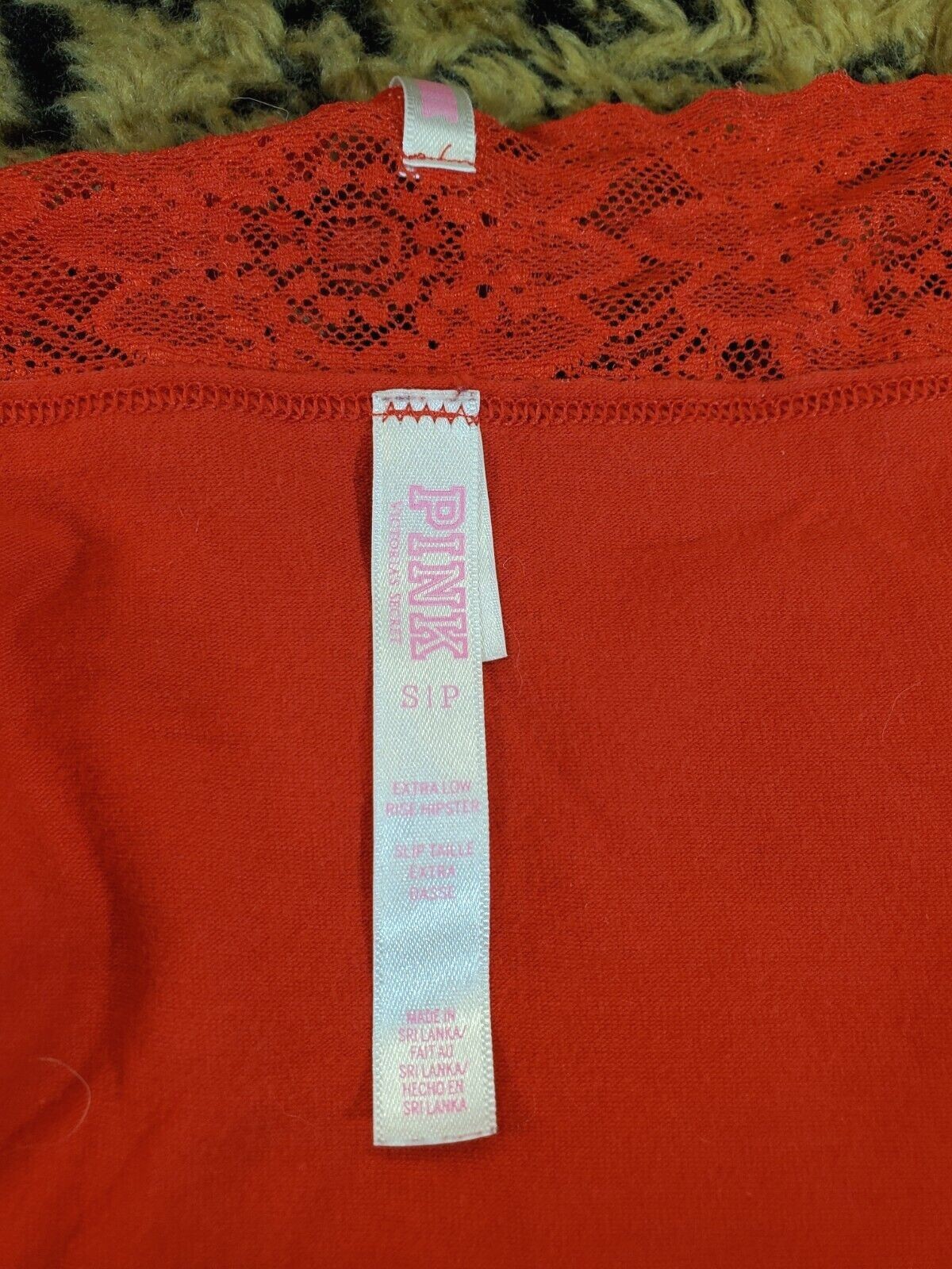Victoria’s Secret PINK Glitter Logo Red Extra Low Rise Hipster Panty S Sexy