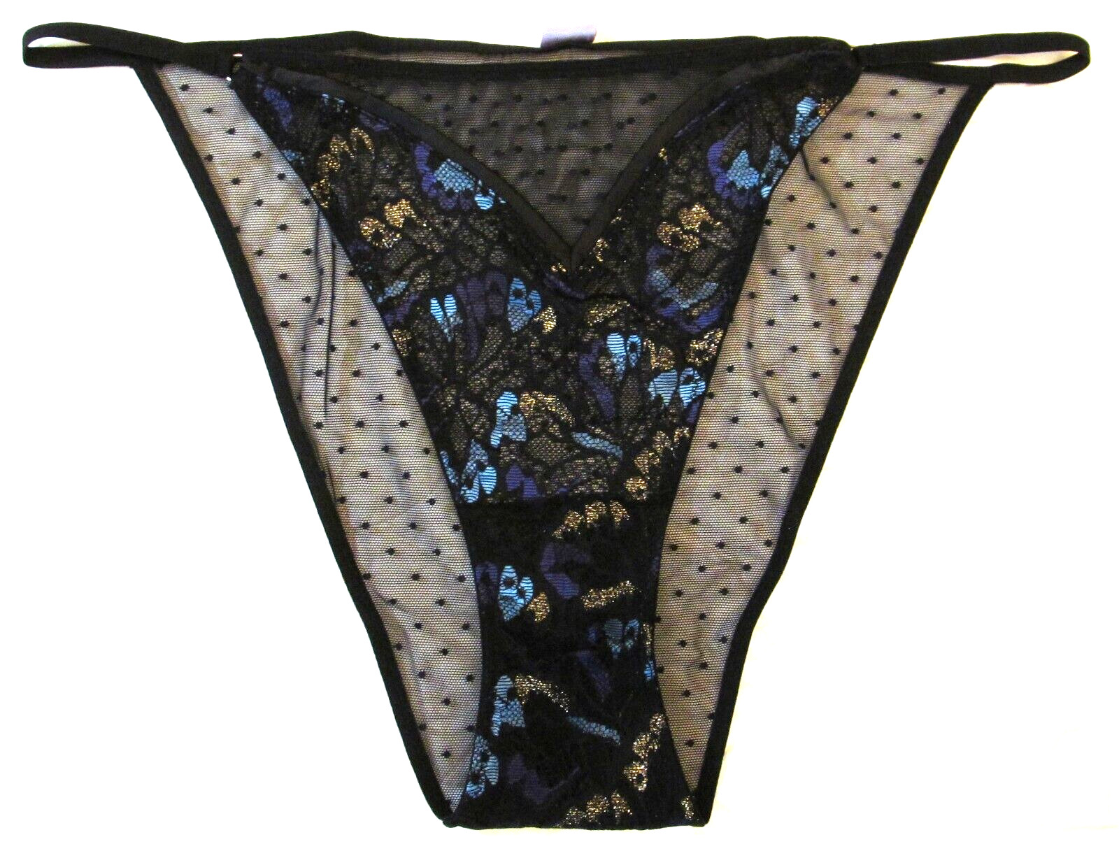 Savage X Fenty Butterfly Wings Lace & Mesh String Bikini Panties size XL Black