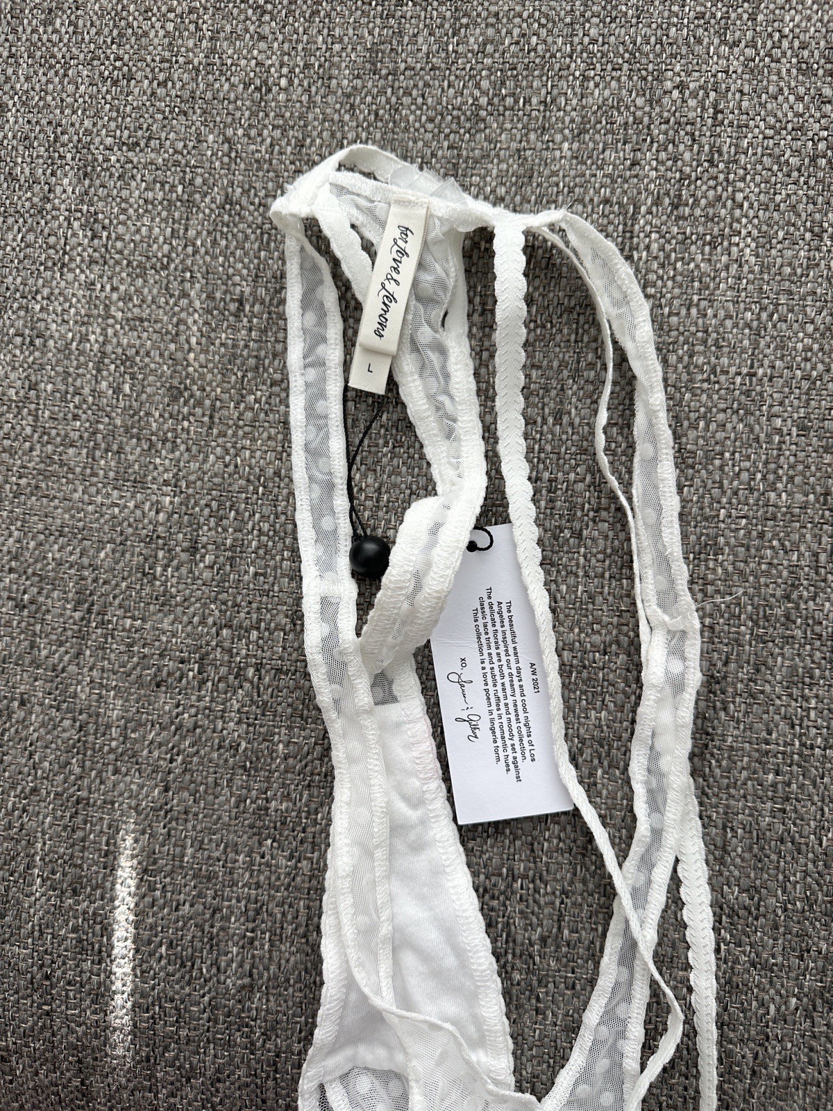 For Love And Lemons Strappy White Multi Floral Thong Panty Size Large NWT