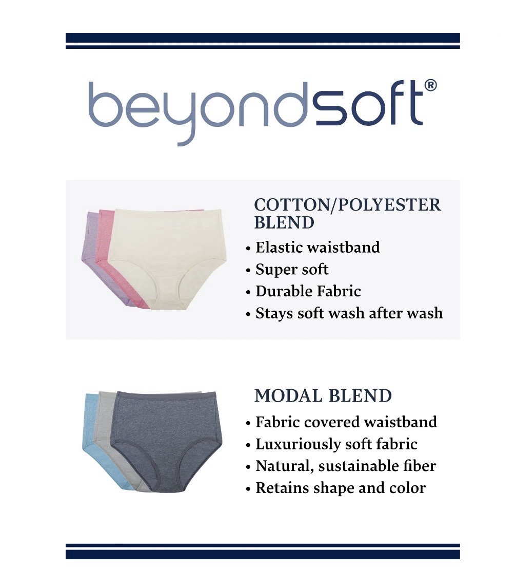 6-Pack FRUIT of the LOOM Women’s Size 9/2XL Bikinis Beyondsoft • Assorted Colors