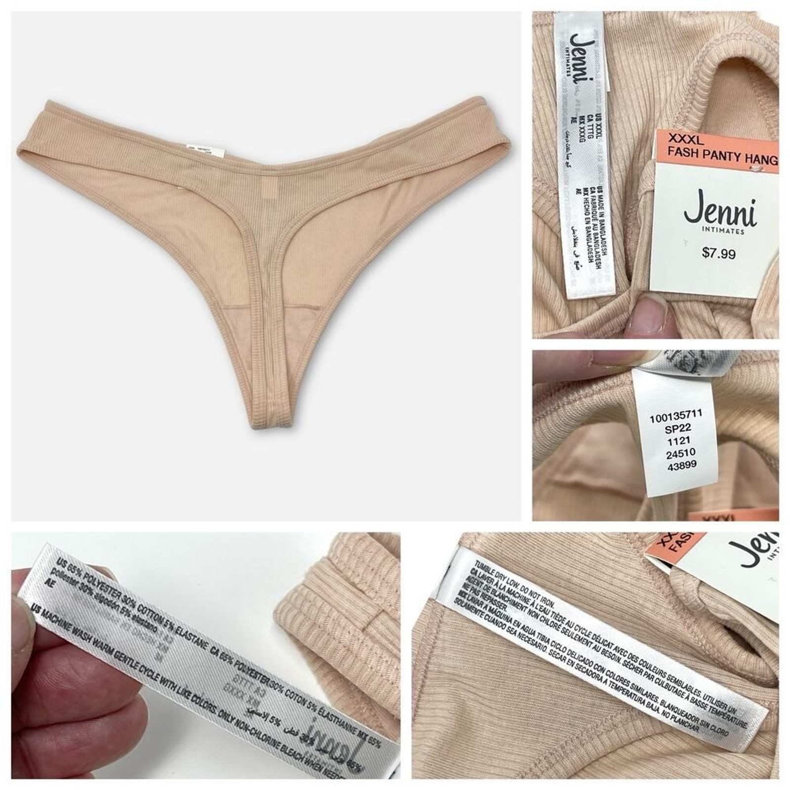 Jenni Women’s NEW 3 Pack Bundle Thong Fashion Panties Size XXXL Orange Tan Black
