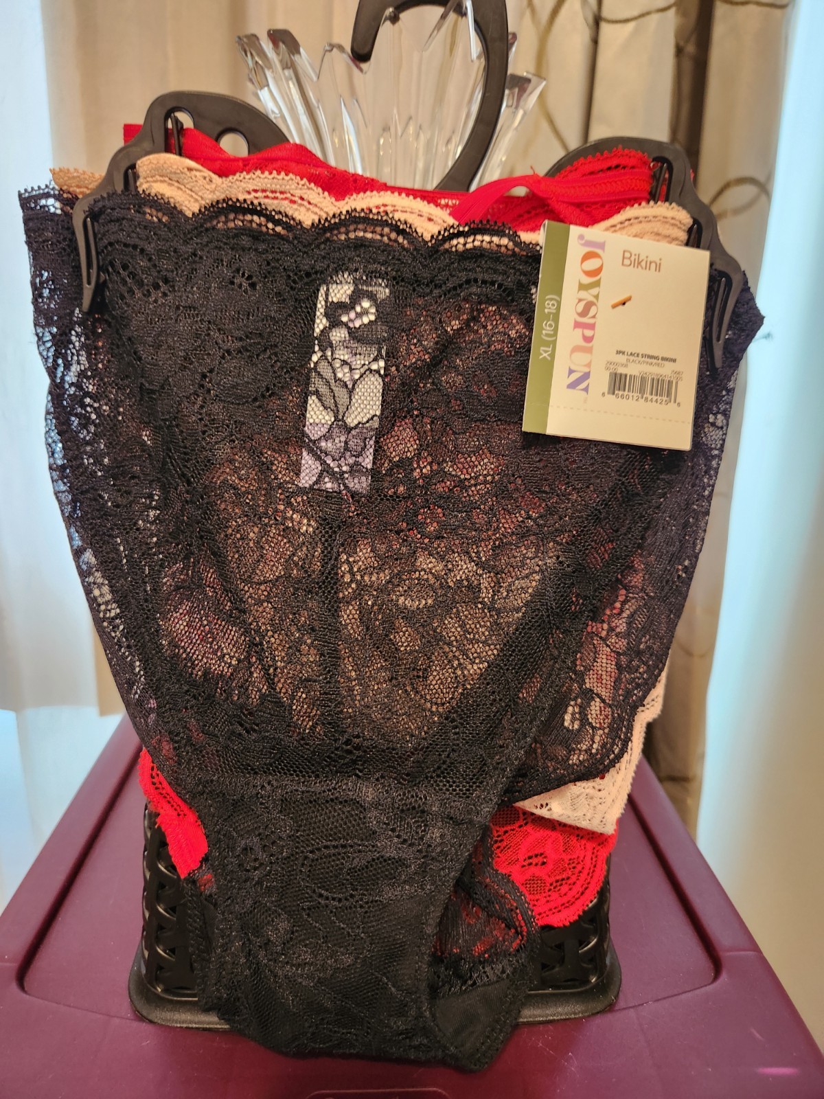 Joyspun Women’s Lace String Bikini Panties 3 Pair BNWT Pretty Floral XL 16-18