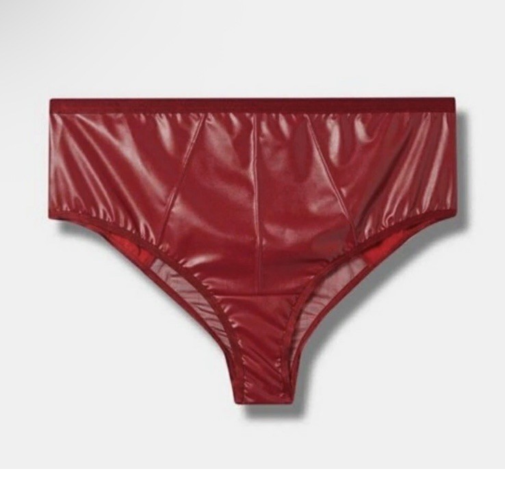 Torrid Red Pleather & Mesh Cheeky High Leg Panty Faux Leather Plus Sz 5 5X SEXY