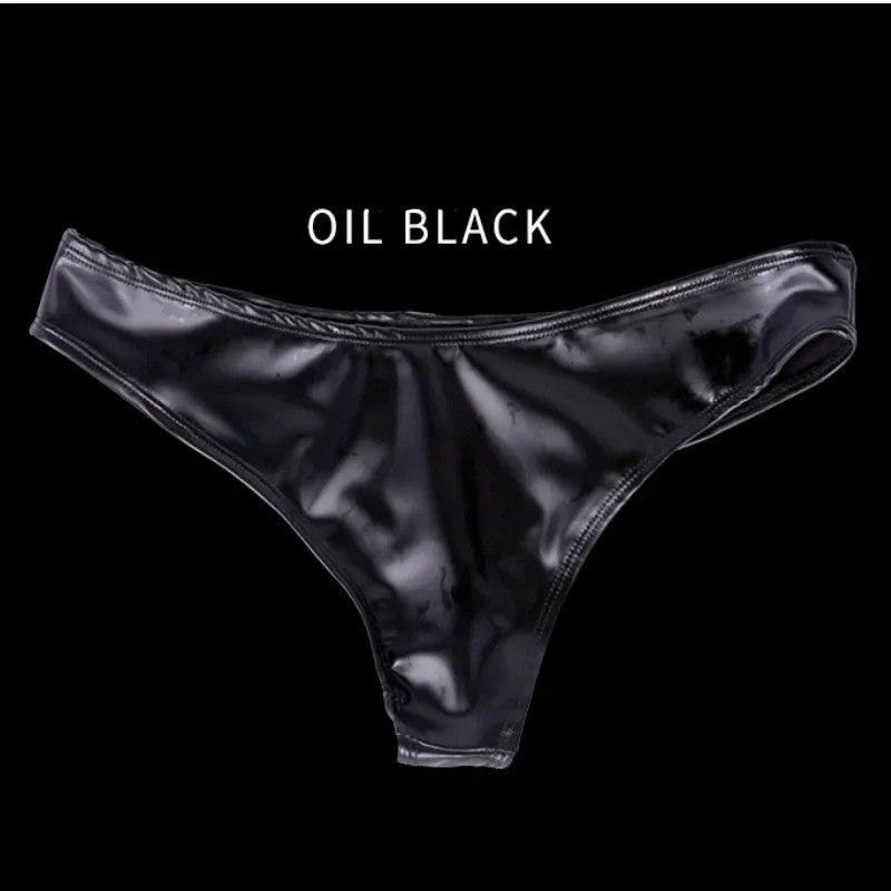 Latex PU PVC Oil Glossy Shiny G-string Short Panties Micro Thong T-Back Briefs