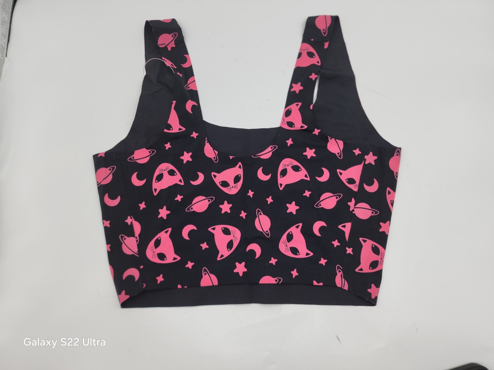 Cheek Boss Womens Size Medium Black Cat & Space Cheekies Panties & Bra Set