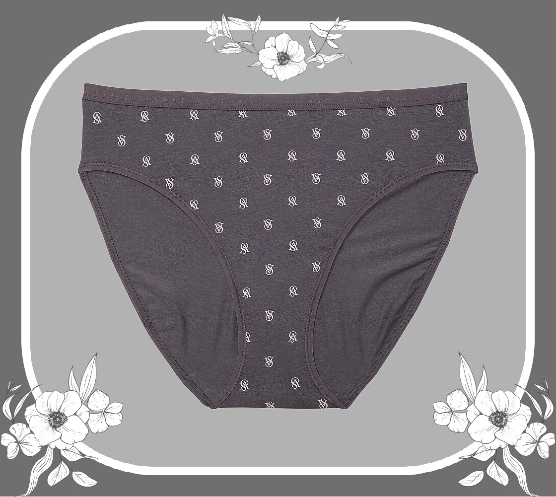 S M L XL XXL Tornado Grey LOGO Cotton Victorias Secret HighLeg Waist Brief Panty