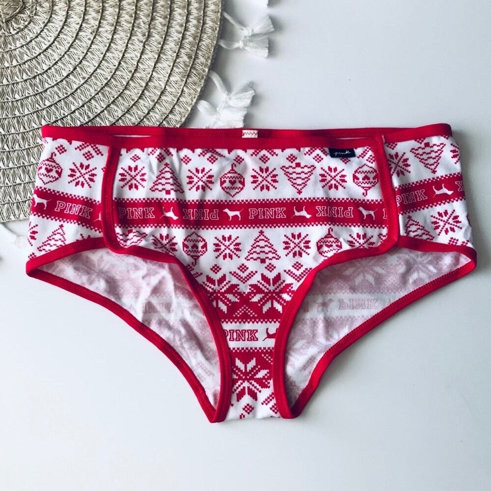 Victoria’s Secret PINK Cotton Hipster Panty Red Fairisle XL NEW