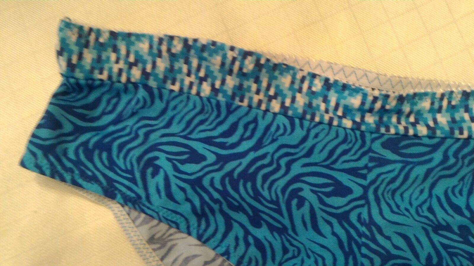 Bikini womens panties (size 3X) BLUE ANIMAL BOYLEG geo trim