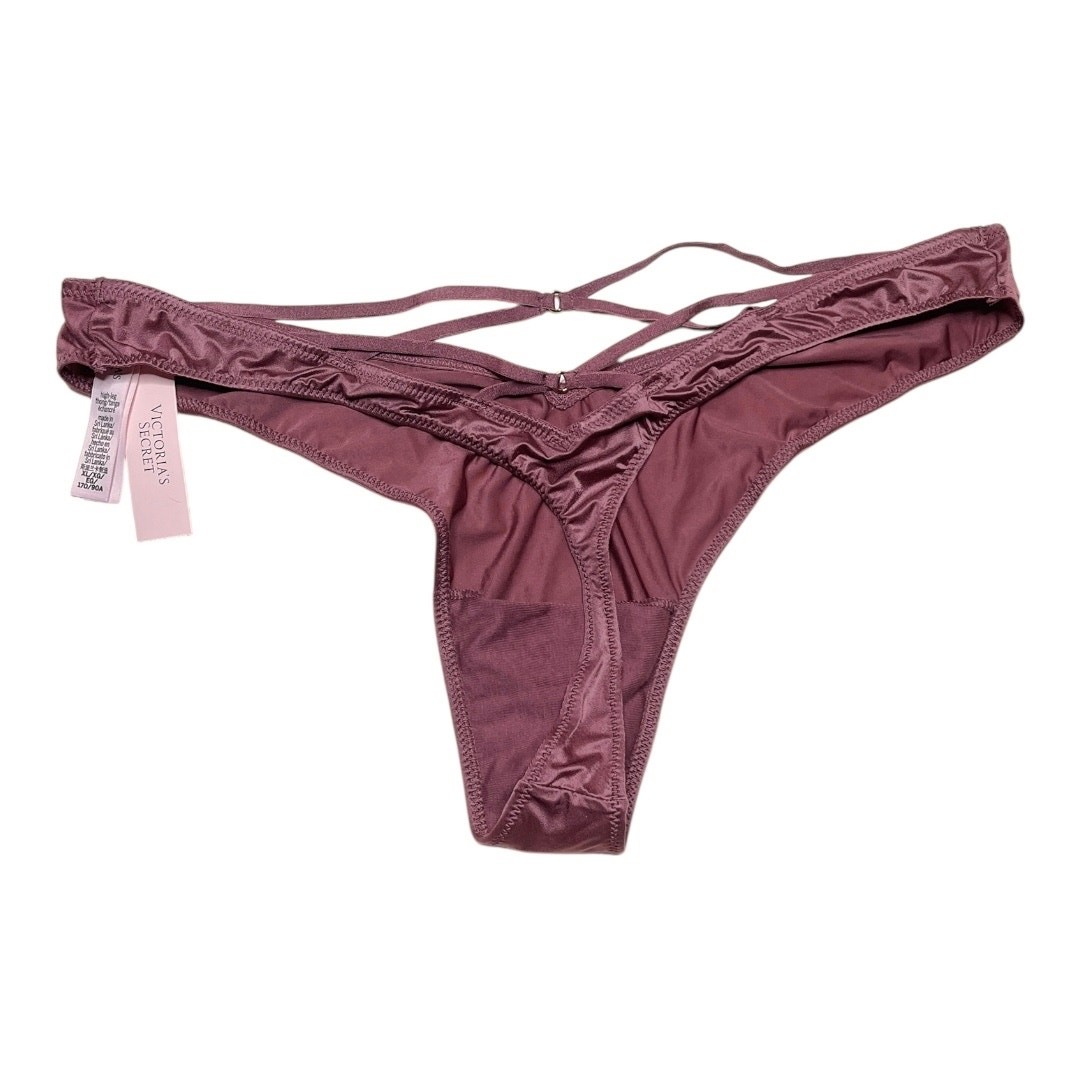 Victoria’s Secret Smooth Strappy-Back High-Leg Thong Panty Purple Vapor XL