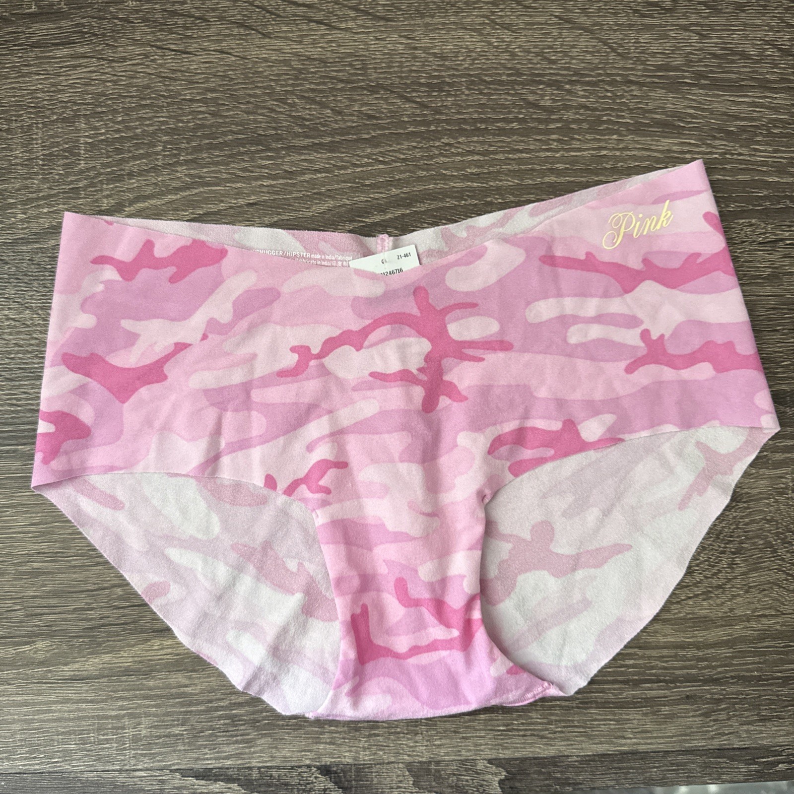 Pink By Victoria’s Secret, Small Pink Camo No-Show Hipster Panties