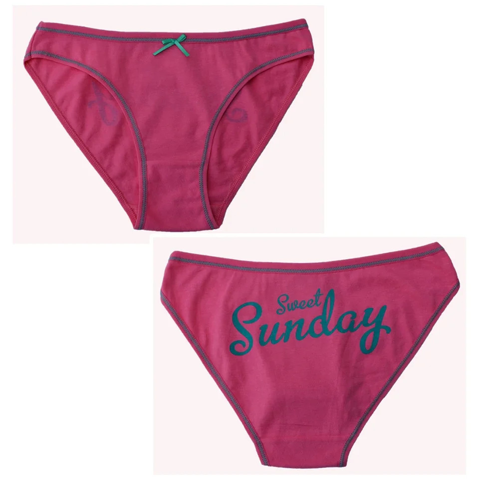Low Rise Cotton Panties Letter Print Women’s Soft Breathable Briefs 7 Pcs