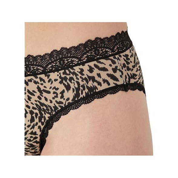 Maidenform Womens Lace Trim Hipster Panties 3 Pack Animal Print Black Brown XXL