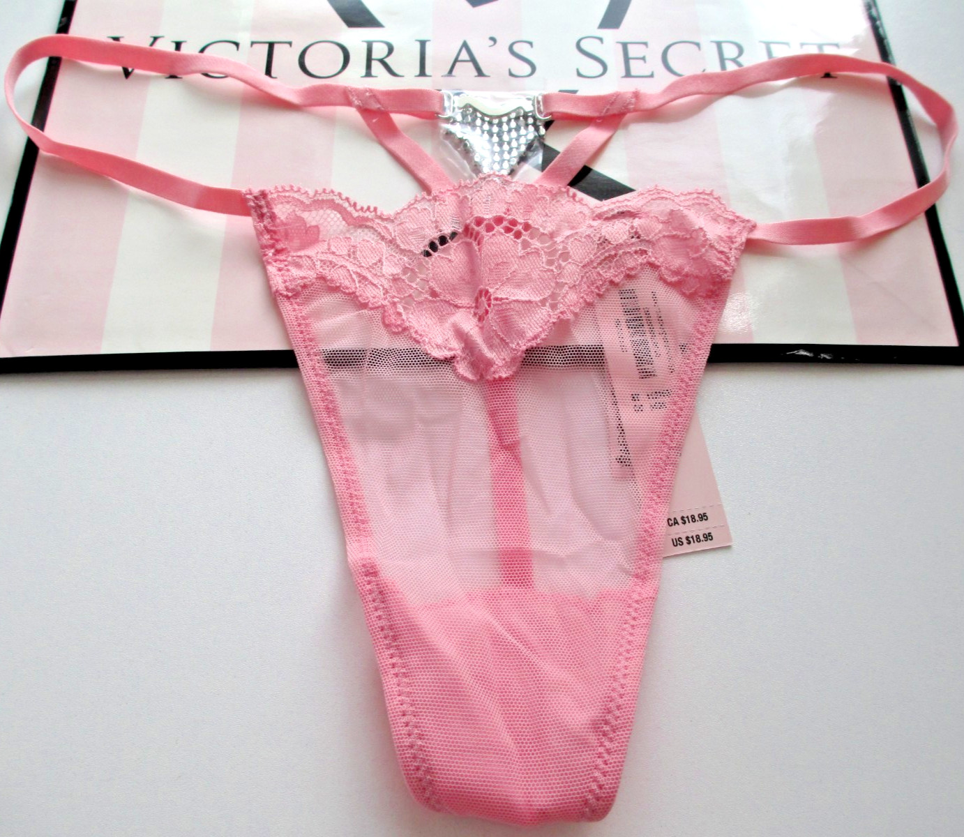 VICTORIA’S SECRET DREAM ANGELS V-String Thong Panty S M L XL Pink NWT Shine VS