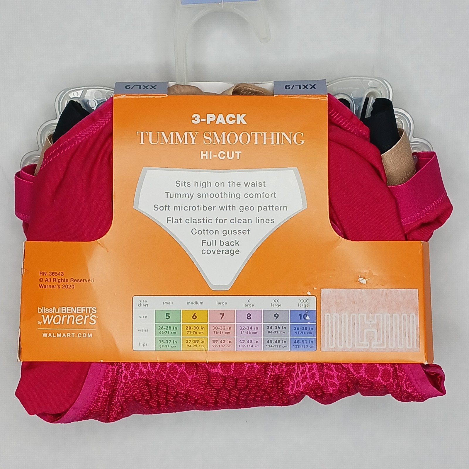Warner’s Womens Hi-Cut Underwear Panties Tummy Smoothing 3-Pair multicolor XXL9