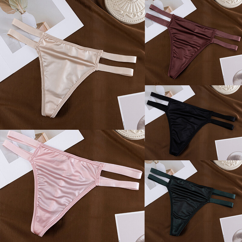 5 Pack Lot Sexy Womens Satin Panties Briefs Thongs Bikinis Underwear Lingeries