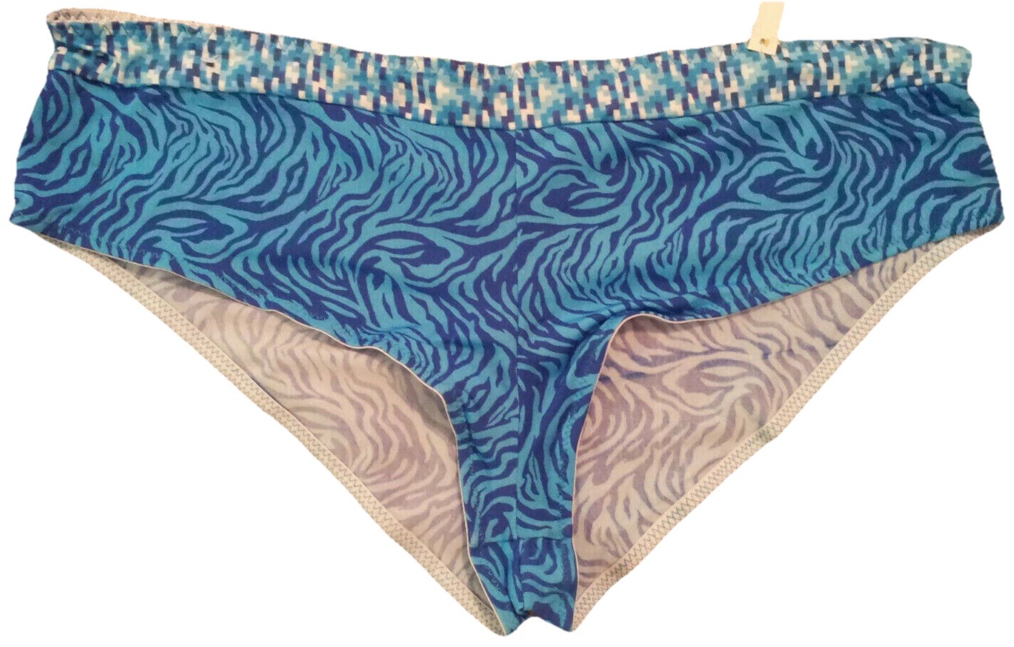Boyleg Panties Blue Zebra Animal and Geometric Print Size 3X(10)-4X(11) Sexy NWT
