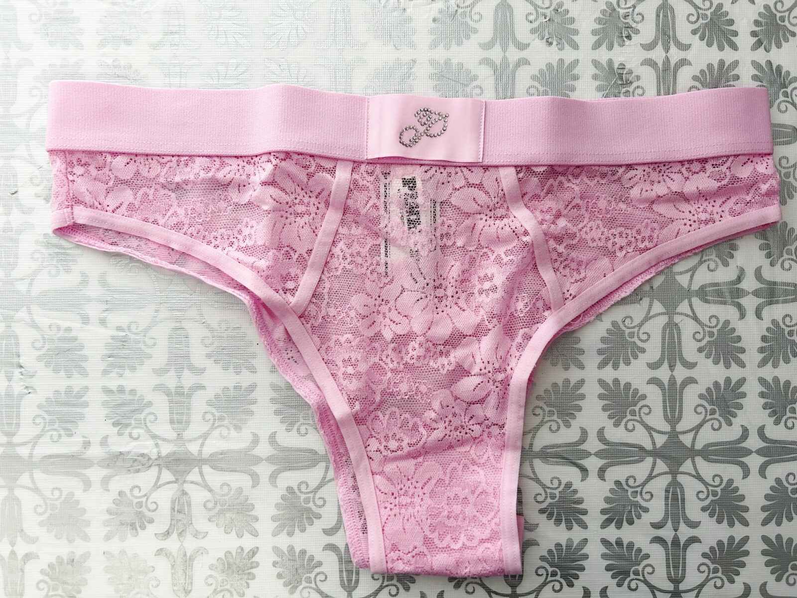 PINK Wink Victorias Secret Logo Hi Cut Bling Brazilian Panty M Pink Bubble Nwt