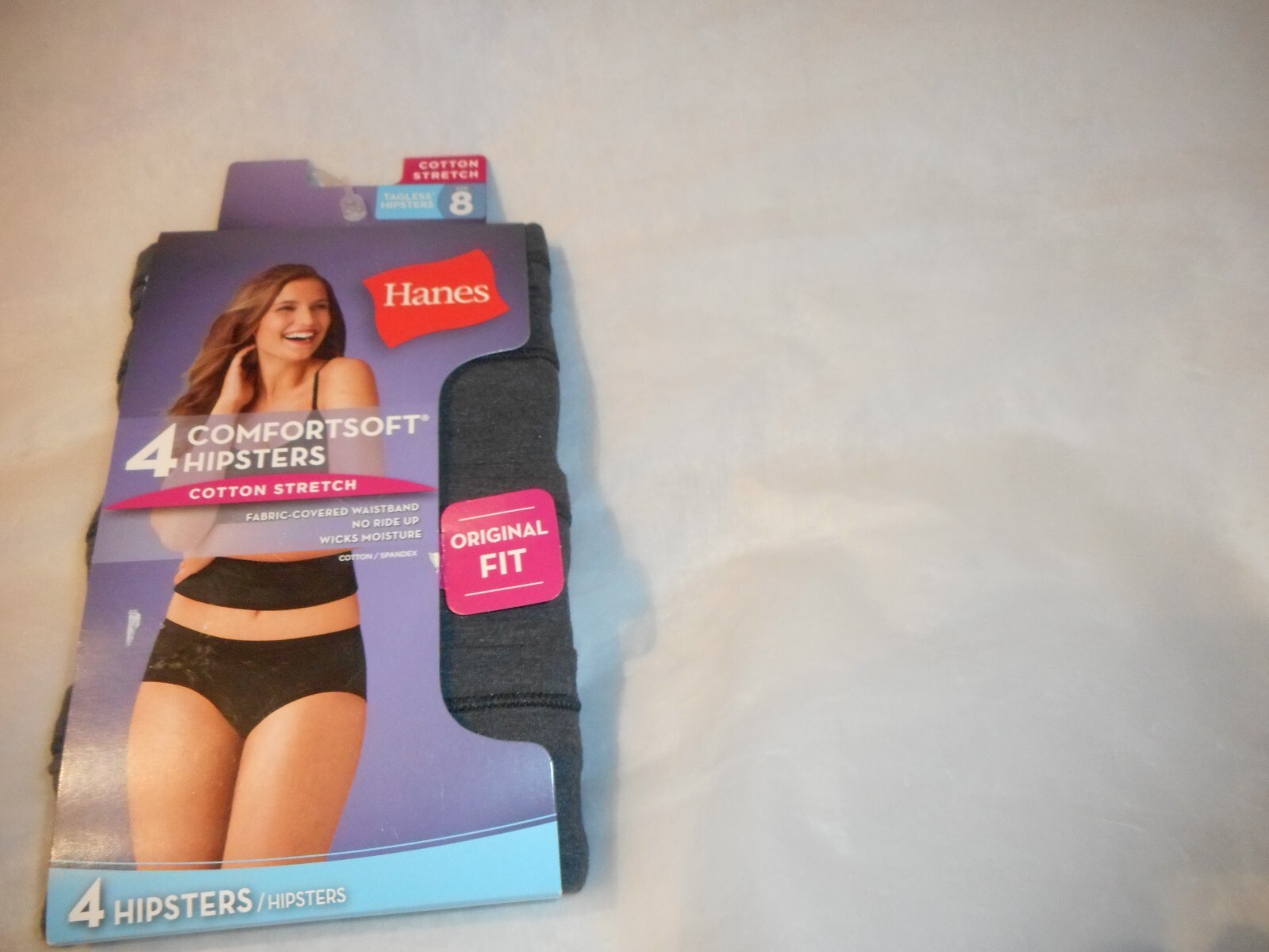 Hanes 4 Pack Comfortsoft Black Hipster Cotton Stretch Panty Size8/ XtraLarge