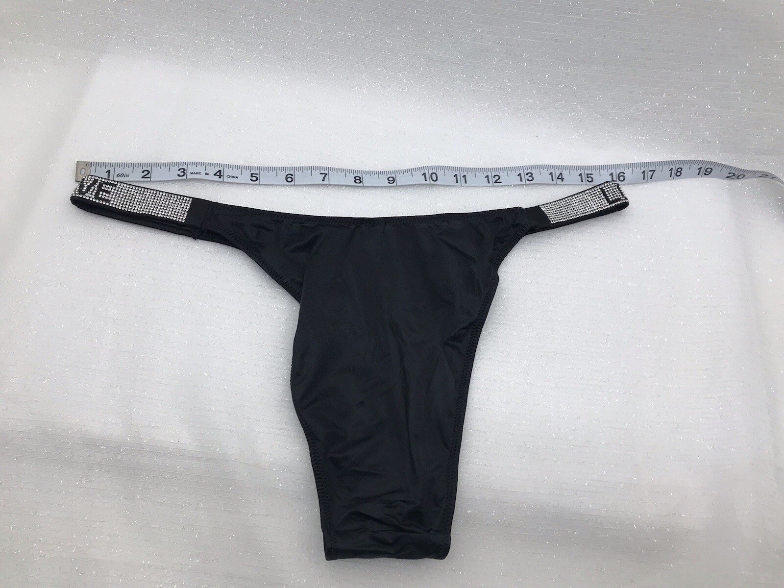 Victorias Secret EXTRA LARGE Very Sexy Rhinestone Bling Brazilian Panty XL BLACK