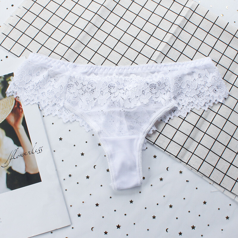 5PCS/LOT Sexy Womens Sheer Lace See Through Panties Thong Brief French Underwear